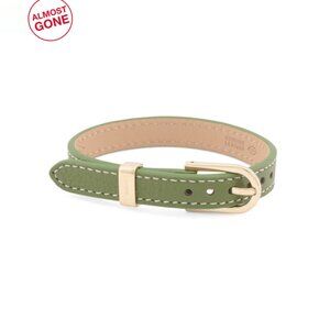 FOSSIL Green Leather Wrap Buckle Bracelet